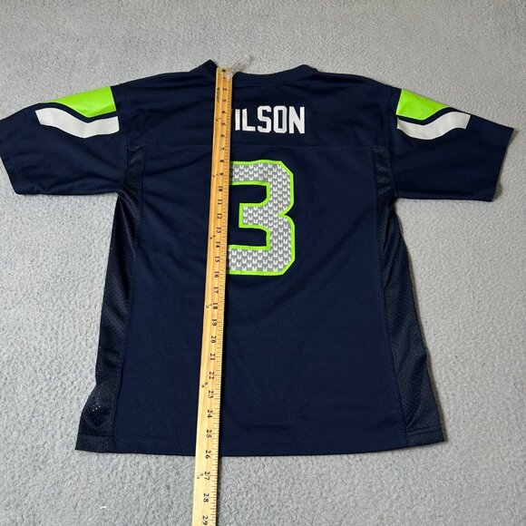 Seattle Seahawks Youth Jersey L (14/16) Navy Blue Russell Wilson #3 NFL Football - Picture 4 of 12